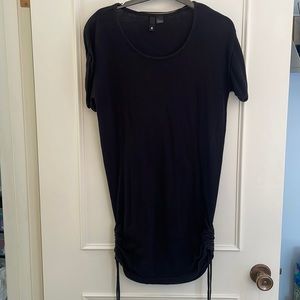 Long Black Shirt with Ruching.